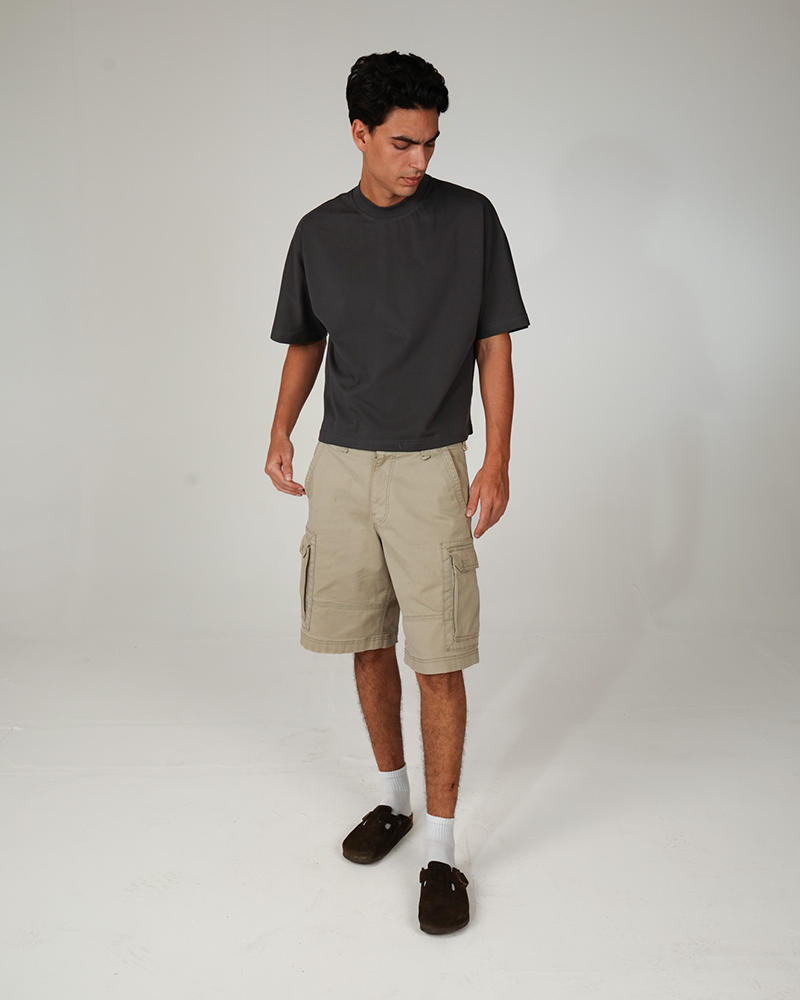 CAMISETA BOXY SIN COSTURAS CHARCOAL 250GSM