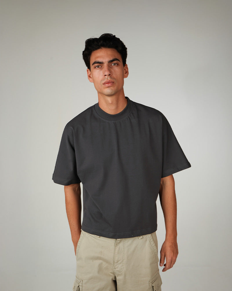 CAMISETA BOXY SIN COSTURAS CHARCOAL 250GSM