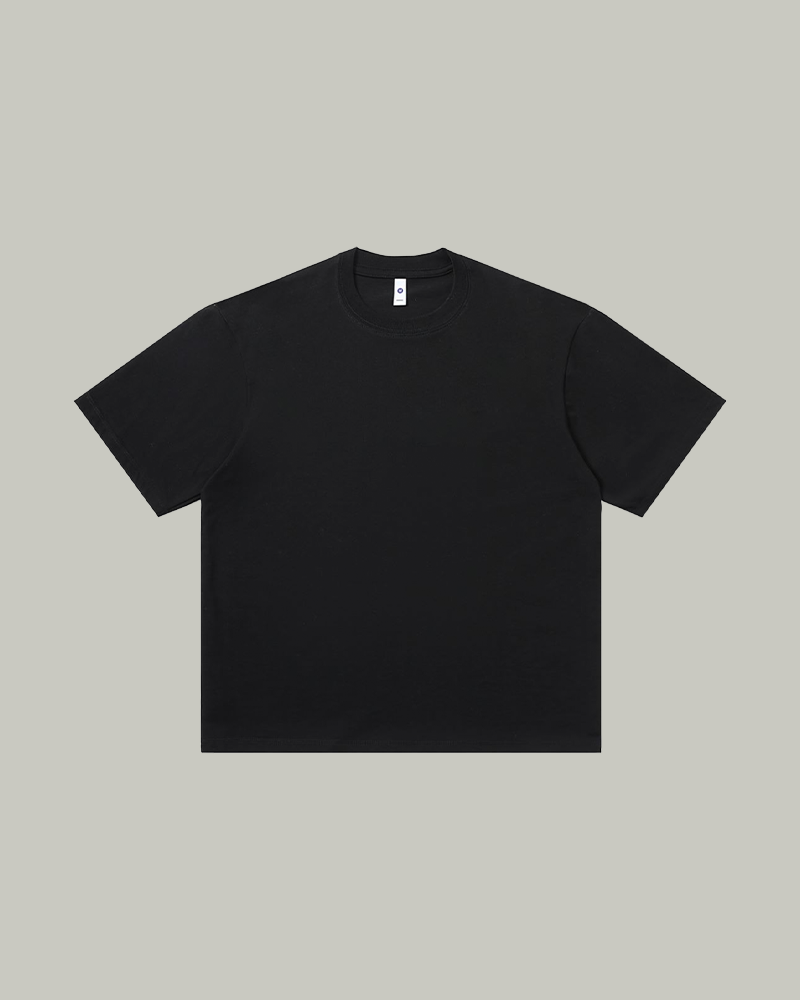 Camiseta oversize negra 250gsm algodón premium vista frontal